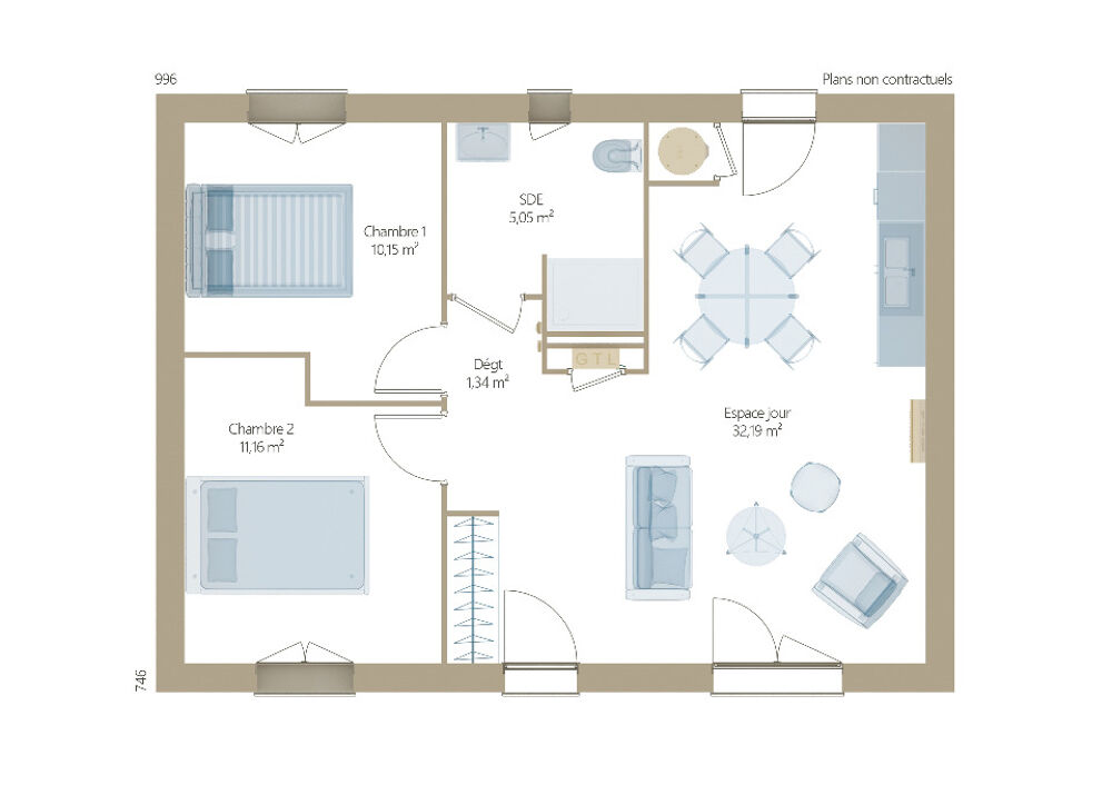 vente Maison - 4 pièce(s) - 60 m² Verton (62180)