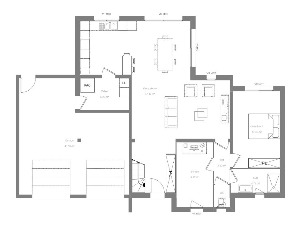 Projet de construction : maison de 5 pièces (150 m²) à C....