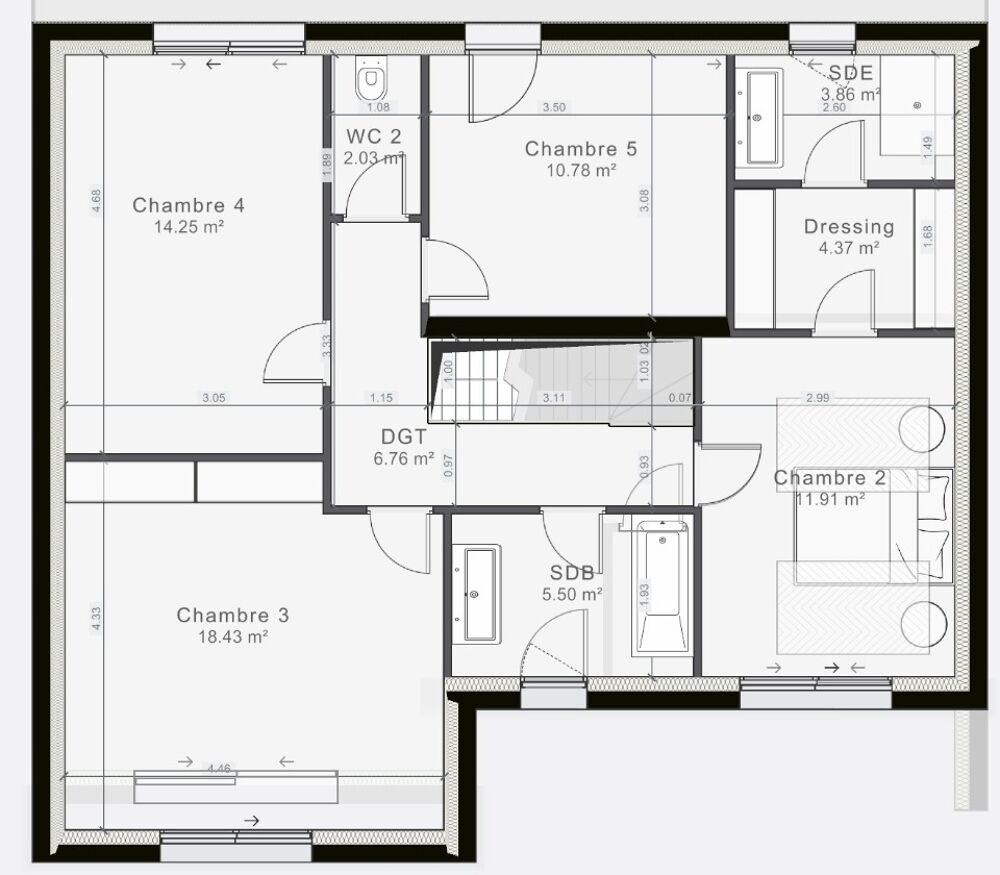 Projet de construction d'une maison de 156m2. Sous sol e....