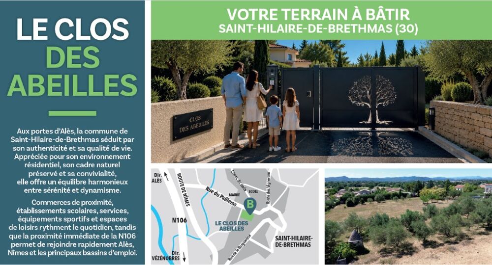 vente Terrain - 500 m² Saint-Hilaire-de-Brethmas (30560)