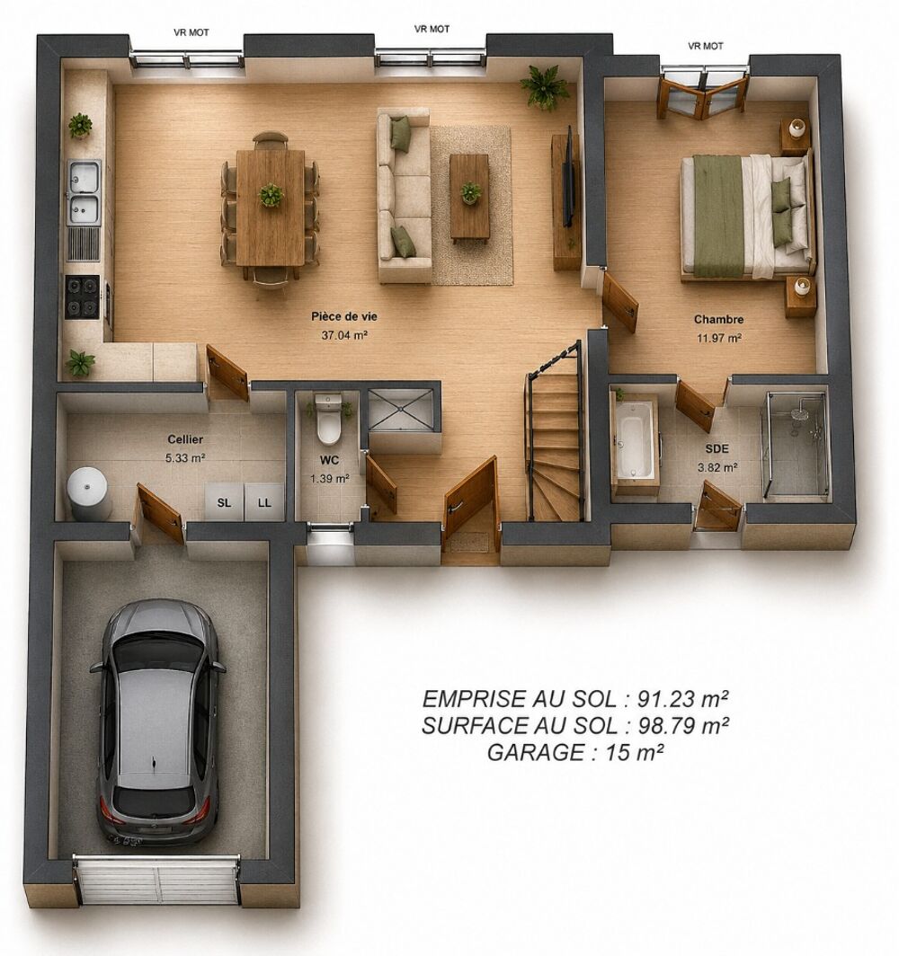 MAISON À CONSTRUIRE DE 90 M² PROCHE DE TOURS, 4 PIÈCES<B....