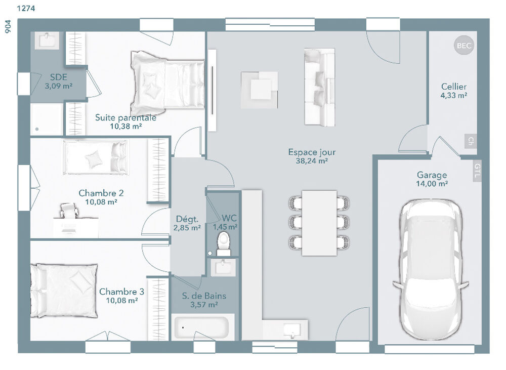 vente Maison - 5 pice(s) - 84 m Capendu (11700)