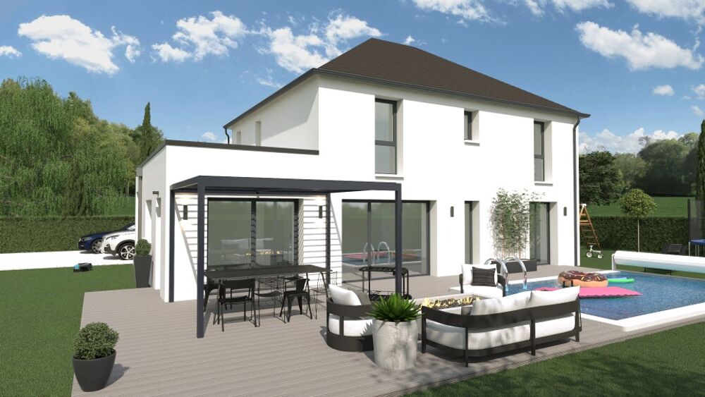 Cette maison à construire est un mélange de toit à 4 pan....