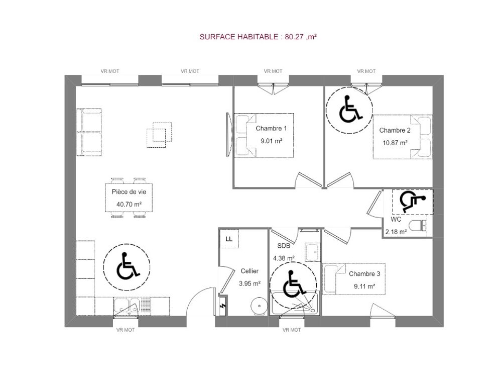 vente Maison - 5 pièce(s) - 80 m² Moulins-sur-Yèvre (18390)