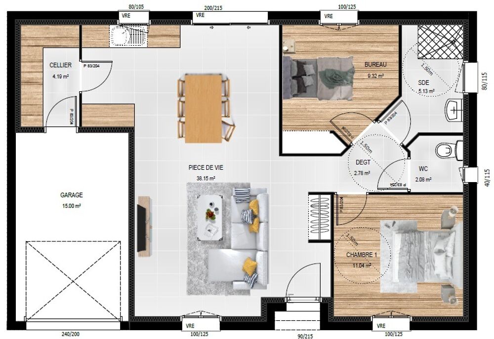 MAISON À CONSTRUIRE DE 72 M² PROCHE D'ANGERS, 4 PIÈCES<B....