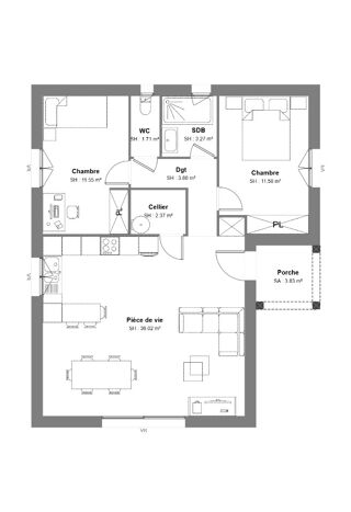  Maison à vendre 3 pièces 60 m²