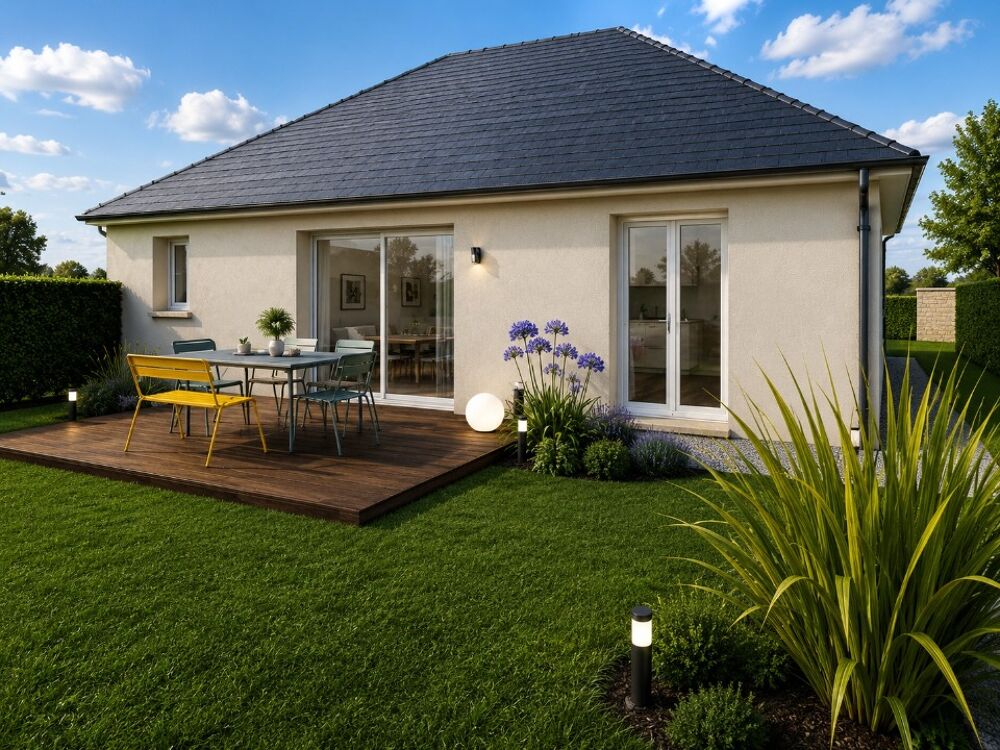 Maison de plain pied avec sa toiture en 4 pans. vous acc....