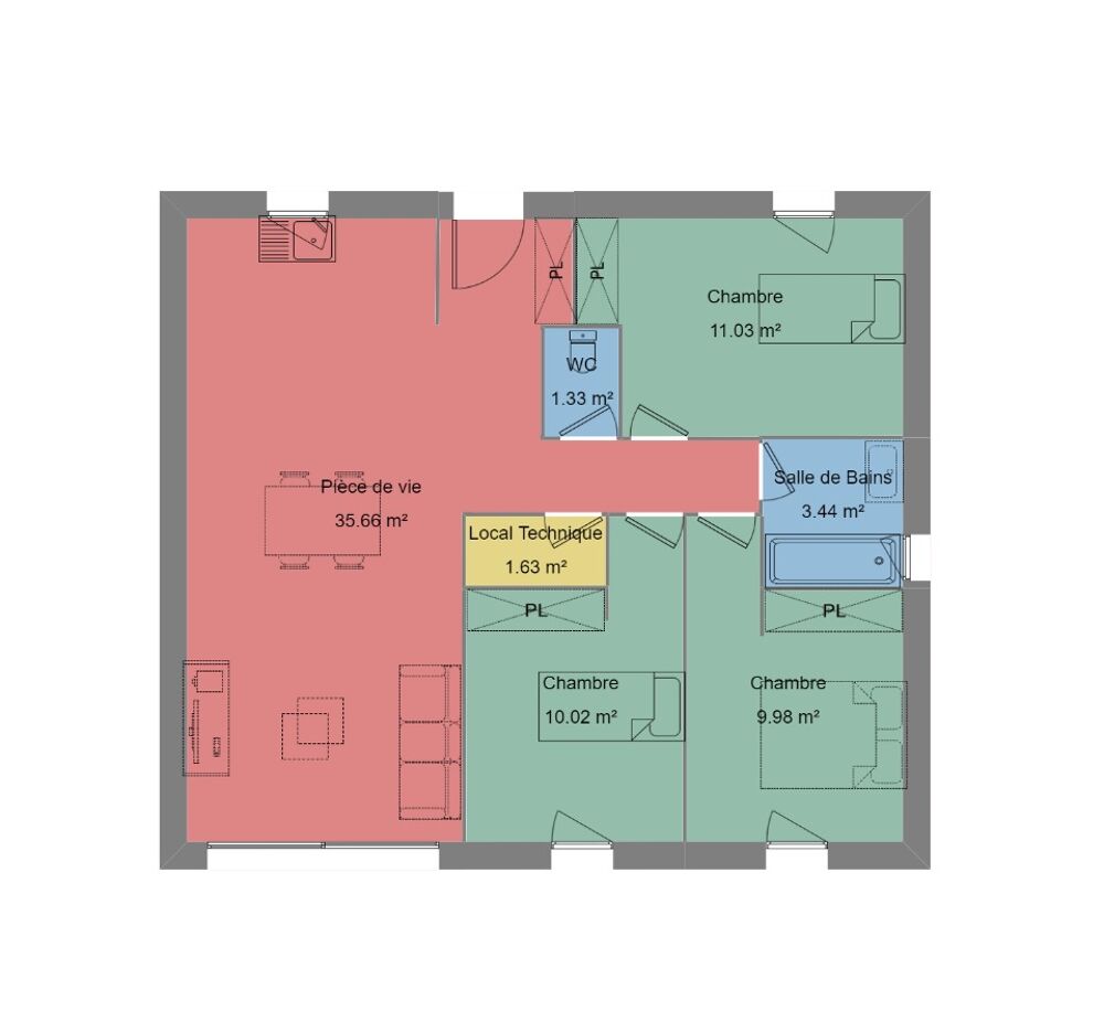 Villa contemporaine 73 m² - Plain-pied pratique et lumin....