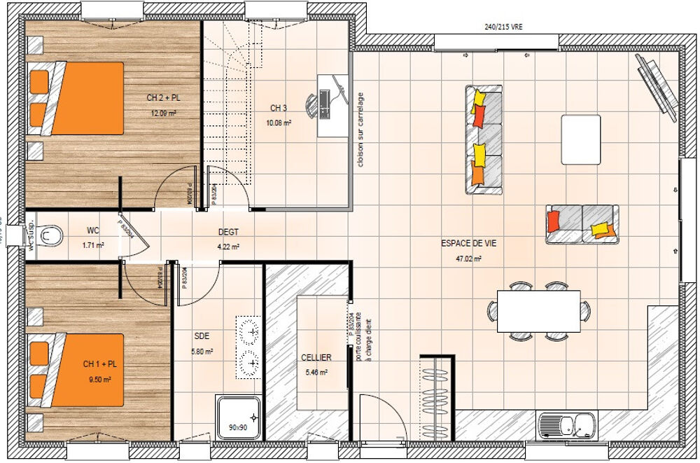 vente Maison - 5 pièce(s) - 96 m² Melay (49120)