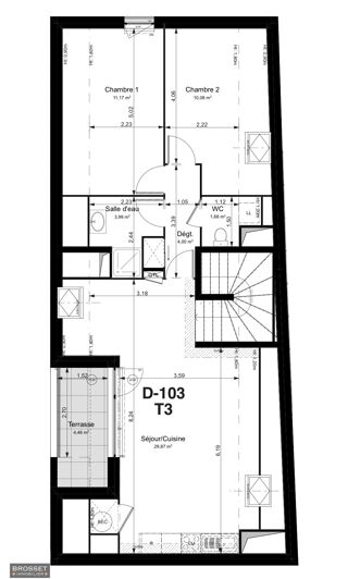  Appartement � vendre 3 pi�ces 63 m�