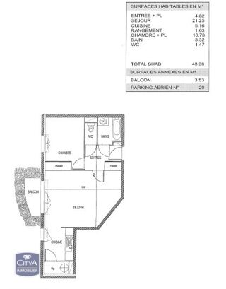  Appartement � vendre 2 pi�ces 48 m�