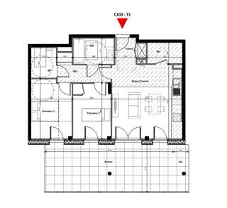  Appartement  vendre 3 pices 66 m