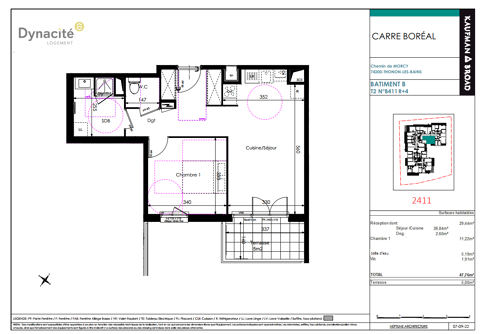  Appartement � louer 2 pi�ces 45 m�