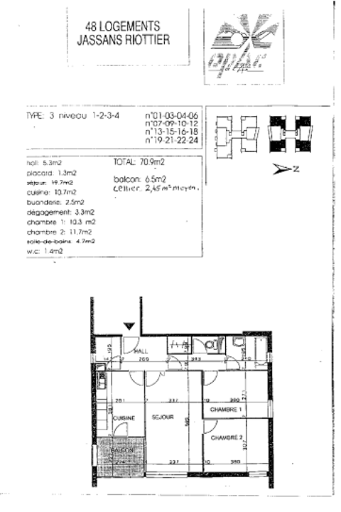  Appartement  louer 3 pices 71 m