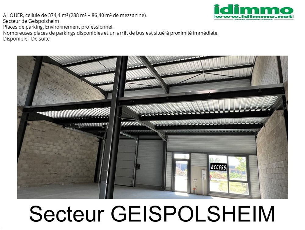   Locaux de 374 m2 secteur Geispolsheim à la location 