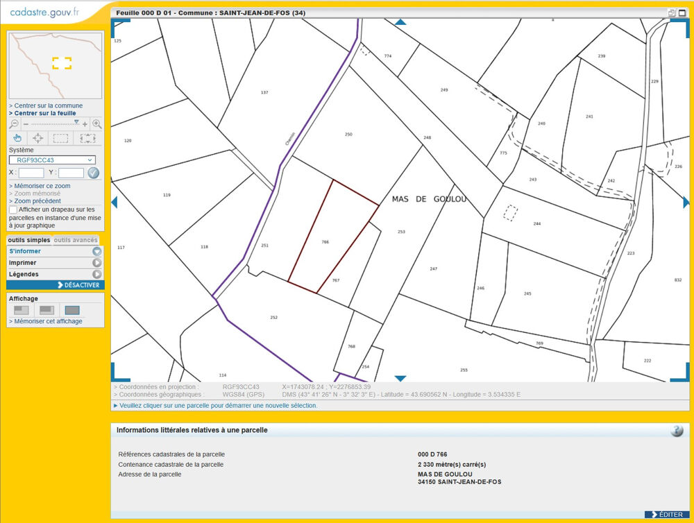 Vente Terrain St-Jean de Fos 34150 Lot de deux parcelles agricoles mitoyennes St jean de fos