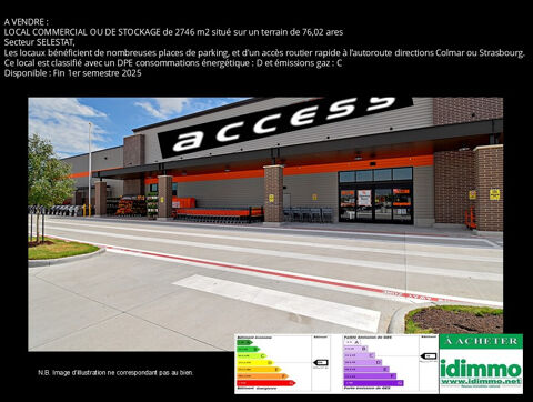 Local Commercial, surface de 2700 m2, situé sur la commune de SÉLESTAT 2625000 67600 Selestat