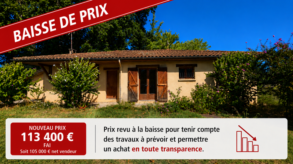 EN EXCLUSIVITE MAISON PLAIN-PIED A RENOVER 106 m2 - 4 Chambres