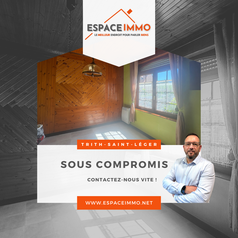 TRITH SAINT LEGER, maison d' environ 90m2, 2chambres, jardin, garage avec fort potentiel.