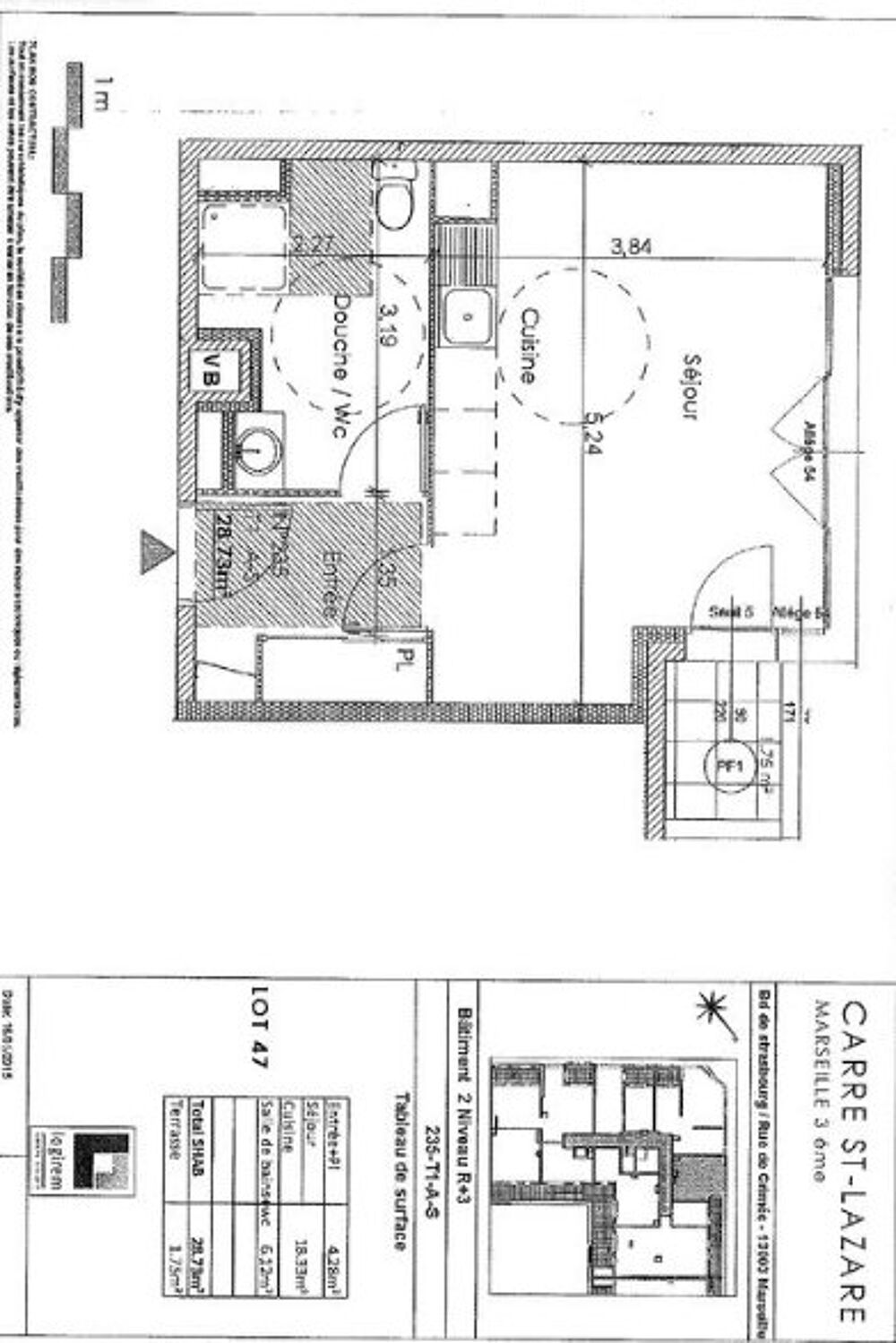 location Appartement - 1 pièce(s) - 29 m² Marseille 3