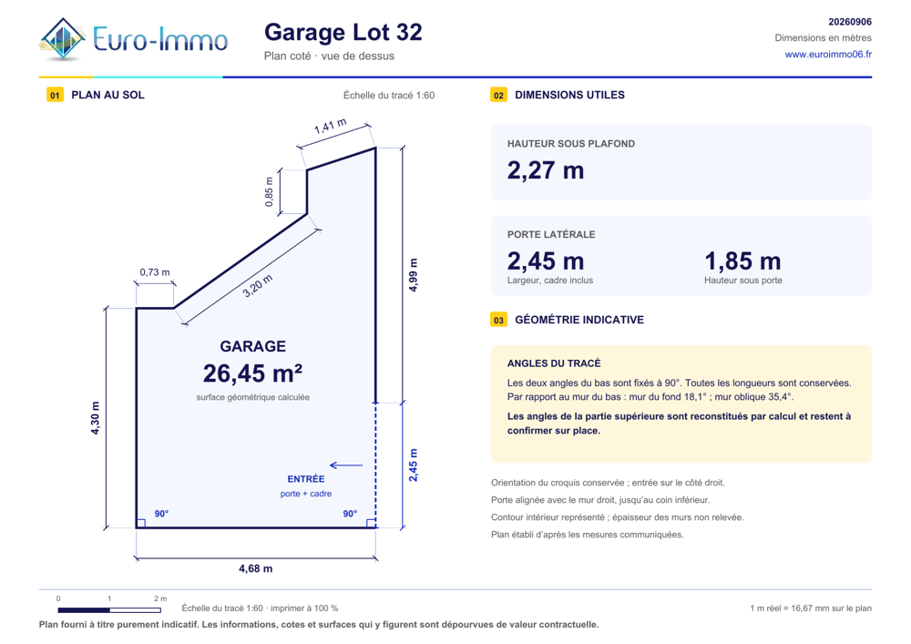 Vente Parking/Garage Grand garage fermé 26m2 - Beausoleil Tenao - Limitrophe Monaco Beausoleil