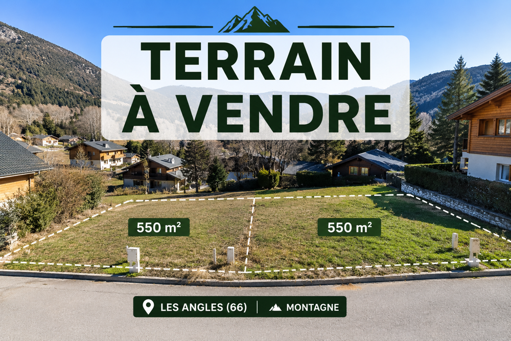 Vente Terrain LES ANGLES   Terrain à bâtir 550 m2   Plein cœur de la station de ski Les angles
