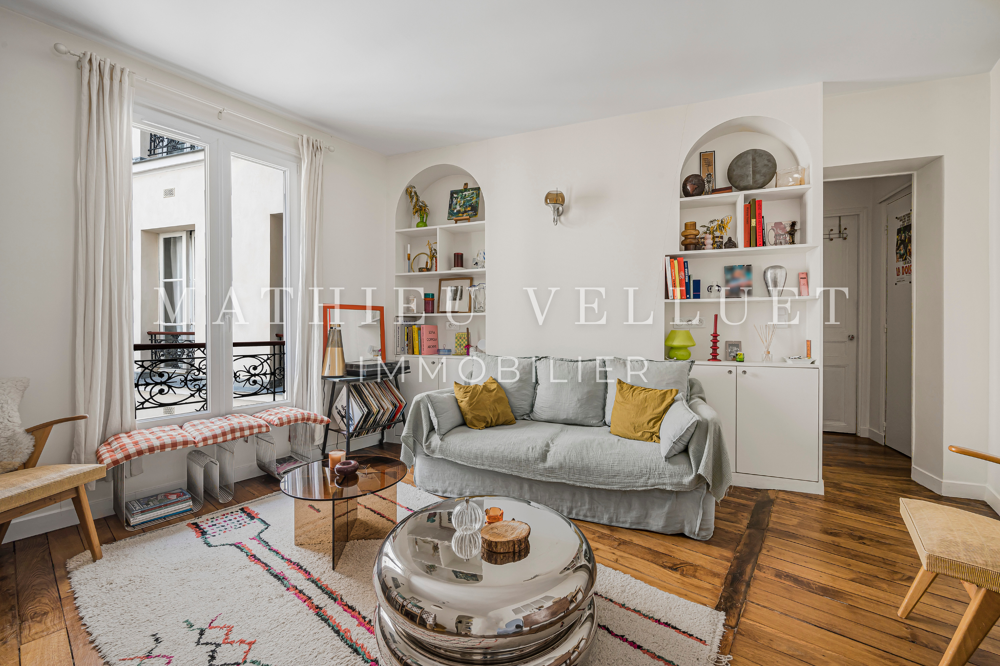 Vente Appartement Paris 18ème - Custine / bas Montmartre, T3 lumineux et rénové de 62,40 m2 Carrez, ascenseur, calme sur cour Paris 18