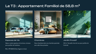  Appartement � vendre 3 pi�ces 59 m�