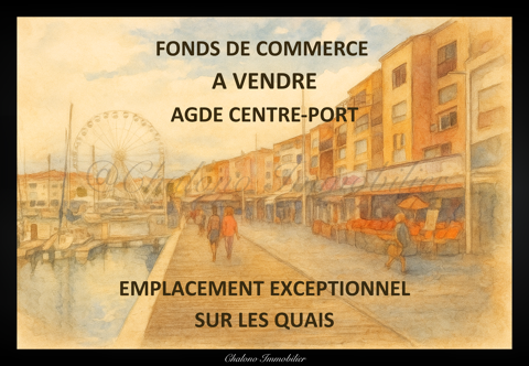 DEPT 34 - LE CAP d'AGDE. FONDS DE COMMERCE 80 M2. TERRASSE ET PARKING PRIVATIF OPTIONNELS 171900 34300 Le cap d agde