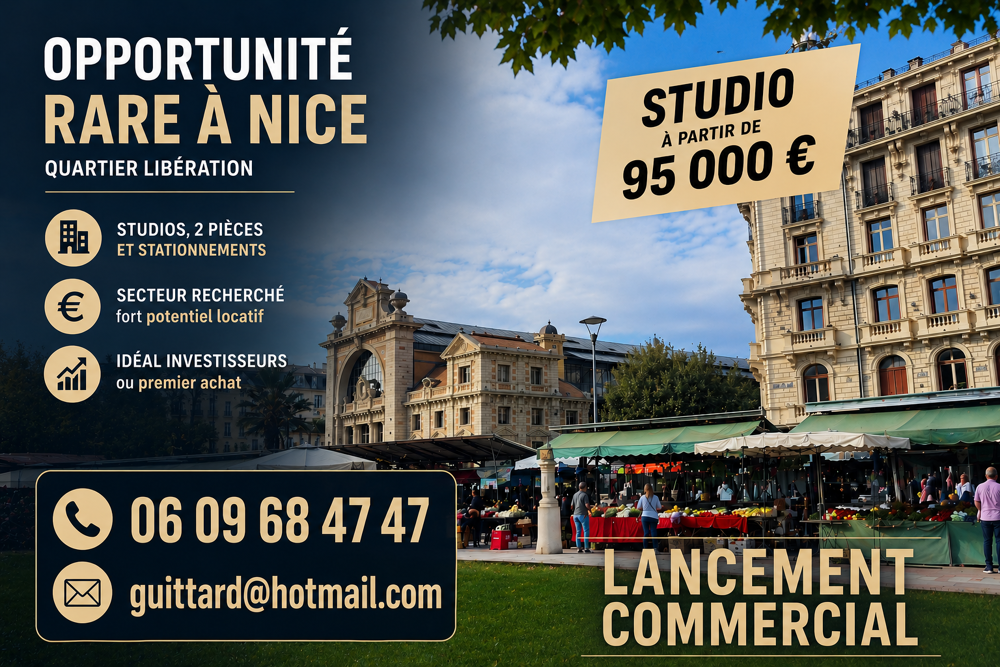Vente Appartement 95 000 € - OPPORTUNITÉ RARE À NICE   QUARTIER LIBÉRATION Nice