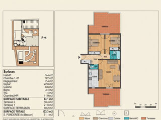 Vente Appartement Montpellier (34) appartement T3 (65 m2) + 40 m2 de Terrasses Montpellier