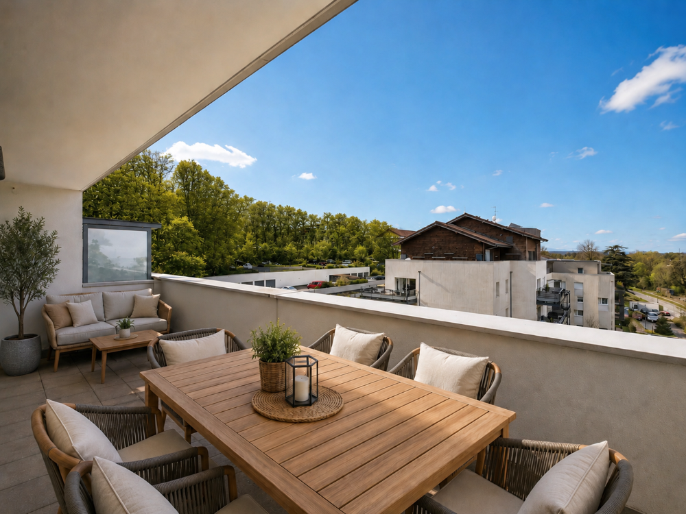 Attique T3 75 m2 dernier étage avec terrasse, cave et garages possibles Annecy Minoterie