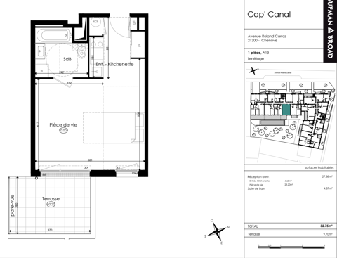  Appartement � louer 1 pi�ce 33 m�