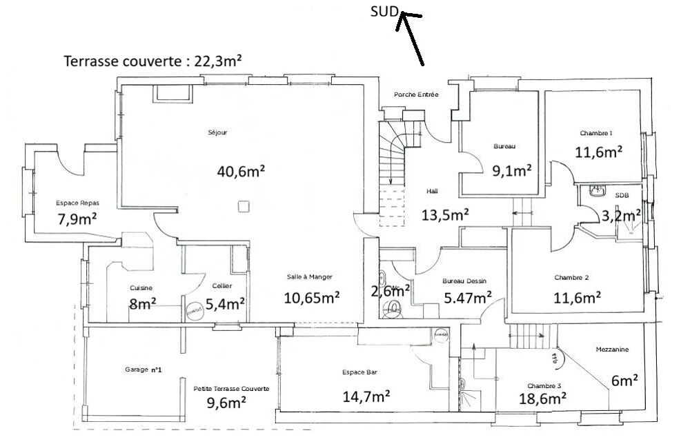 Maison 5 à 7 chambres -car 5 + bureau-salle de sport- piscine -garage
