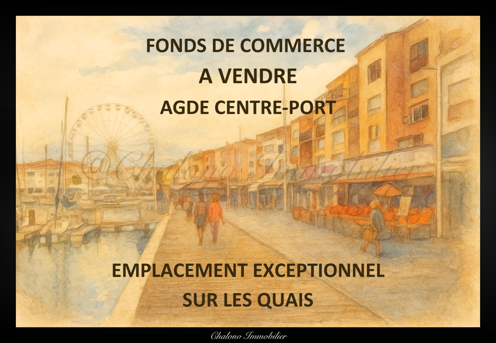   DEPT 34 - LE CAP D'AGDE. FONDS DE COMMERCE 80 M2. TERRASSE ET PARKING PRIVATIF OPTIONNELS 