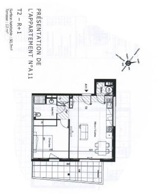  Appartement  vendre 2 pices 51 m