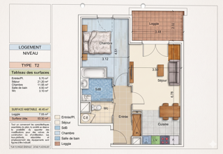  Appartement � vendre 2 pi�ces 46 m�