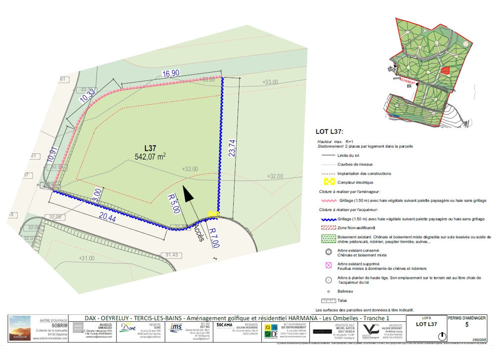 Vente Terrain Terrain Golf à Dax Frais de notaires offerts Oeyreluy