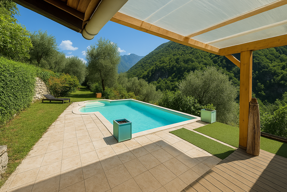 Maison mitoyenne avec piscine dans les oliviers