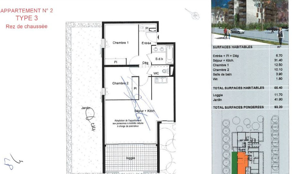 Bel appartement T3 avec terrasse, jardin, place de stationnement à Balaruc-Les-Bains