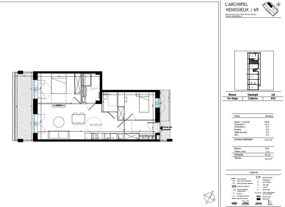 Vente Appartement BRS - T3 avec balcon Venissieux