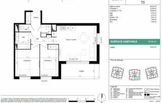  Appartement � vendre 3 pi�ces 62 m�