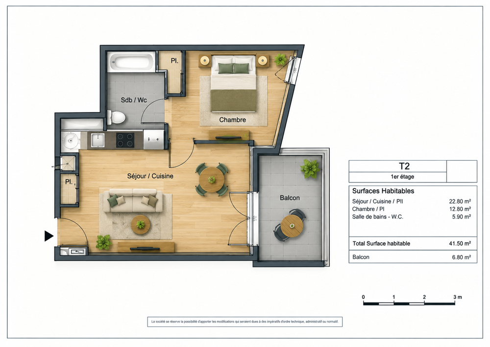 Vente Appartement MONTPELLIER (34) Appartmement T2 de 41,5 m2 + Terrasse 9 m2 Montpellier