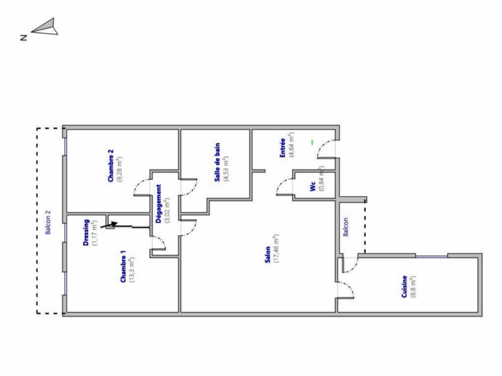 Appartement 64 m2 avec balcon Faubourg Lacapelle Montauban