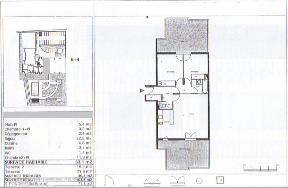 Vente Appartement Montpellier (34) appartement T3 (65 m2) + 40 m2 de Terrasses Montpellier