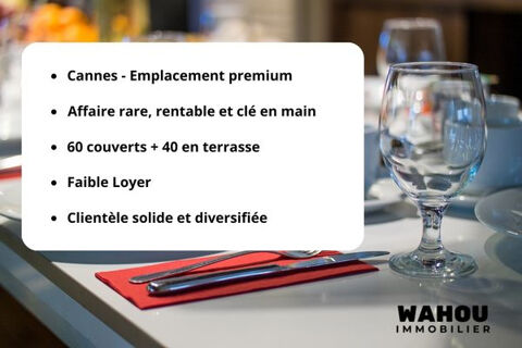 Restaurant premium cl&eacute; en main &agrave; Cannes centre 500000 06400 Cannes