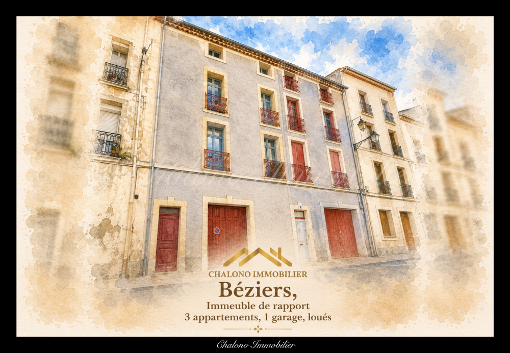 Vente Immeuble DEPT 34, BEZIERS. IMMEUBLE DE RAPPORT RÉNOVÉ - 3 APPARTEMENTS + GARAGE - RENTABILITÉ IMMÉDIATE Beziers
