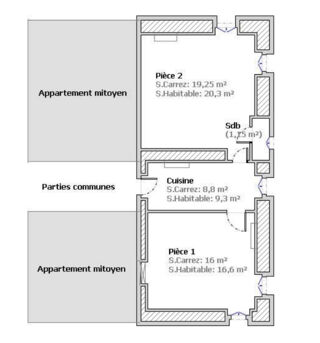  Appartement � vendre 3 pi�ces 46 m�