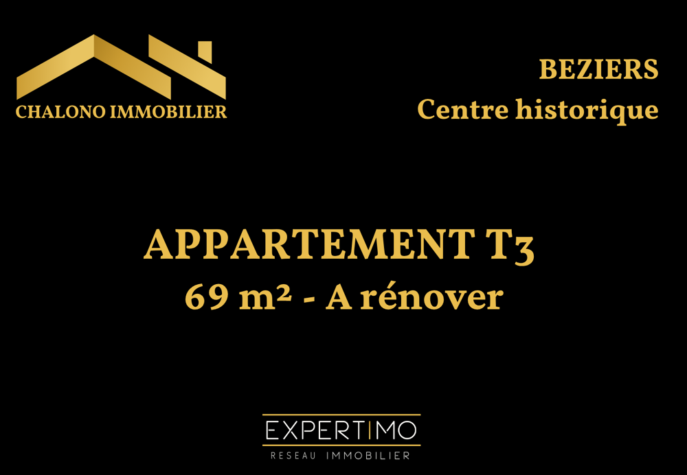 Vente Appartement DEPT 34 - BEZIERS CENTRE HISTORIQUE. APP T3, 69 M2 A RENOVER. DERNIER ETAGE Beziers