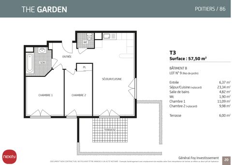 Appartement � louer 3 pi�ces 57 m�